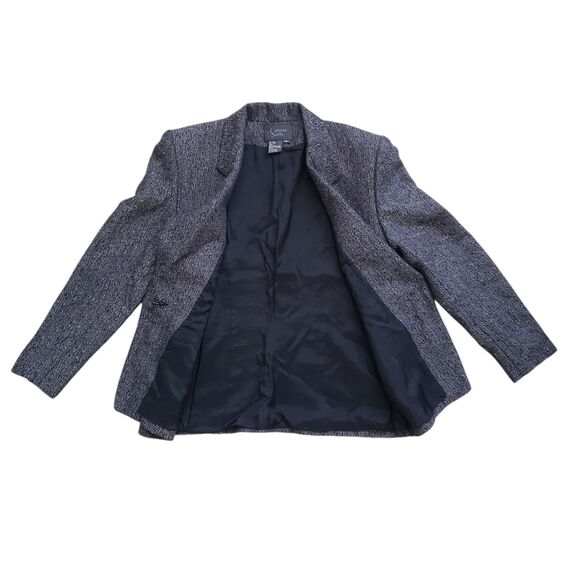 Vtg Cynthia Steffe Blazer Jacket Womens 6 Gray Tweed Wool One Button Sport Coat - Picture 6 of 10